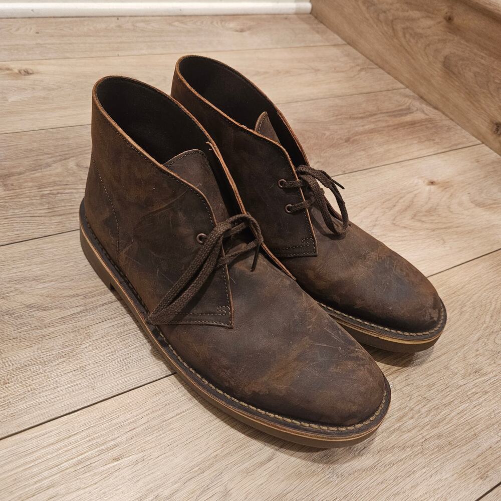 Clarks Bushacre Brown Leather 2-eye Chukka Boots Mens Size 12